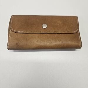 Vintage Mid Century Tan Leather Wallet Made In Korea Classic Everyday